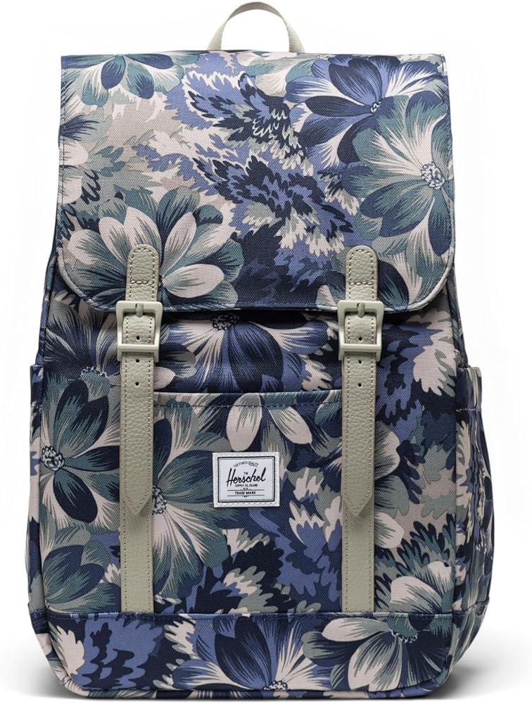 blue herschel backpack with flowers Mochila Herschel Retreat Floral Tapestry – Arriettas